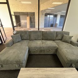 Double Storage Chaise Sectional With Sleeper