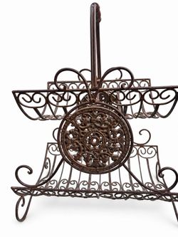 Ornate Wrought Iron Magazine or Firewood Rack