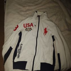 Polo Sweater USA Cup Color White And Red And Black 