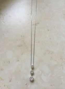 New 14k white gold diamond pendant with chain