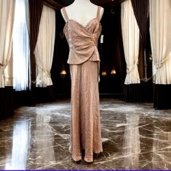 NWT Jessica Howard Evening Gown Blush Mauve Color To The Floor Zip In Back Size 12