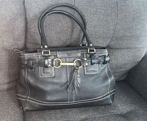 NWOT Coach Purse Hamptons F13084 Black Pebbled Leather Carryall Bag