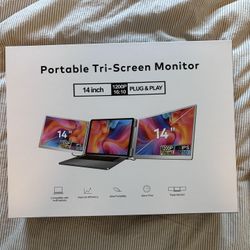 Portable 14” Tri-Screen Laptop Monitor – 1200P IPS, Plug & Play, Triple Display 