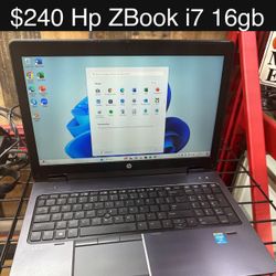 Hp ZBook Laptop 15" 16gb i7 SSD NVIDIA Quadro Windows 11 Includes Charger, Good Battery 