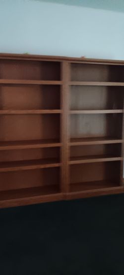 Dark wood shelves