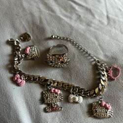 Hello Kitty Bracelet And Ring 