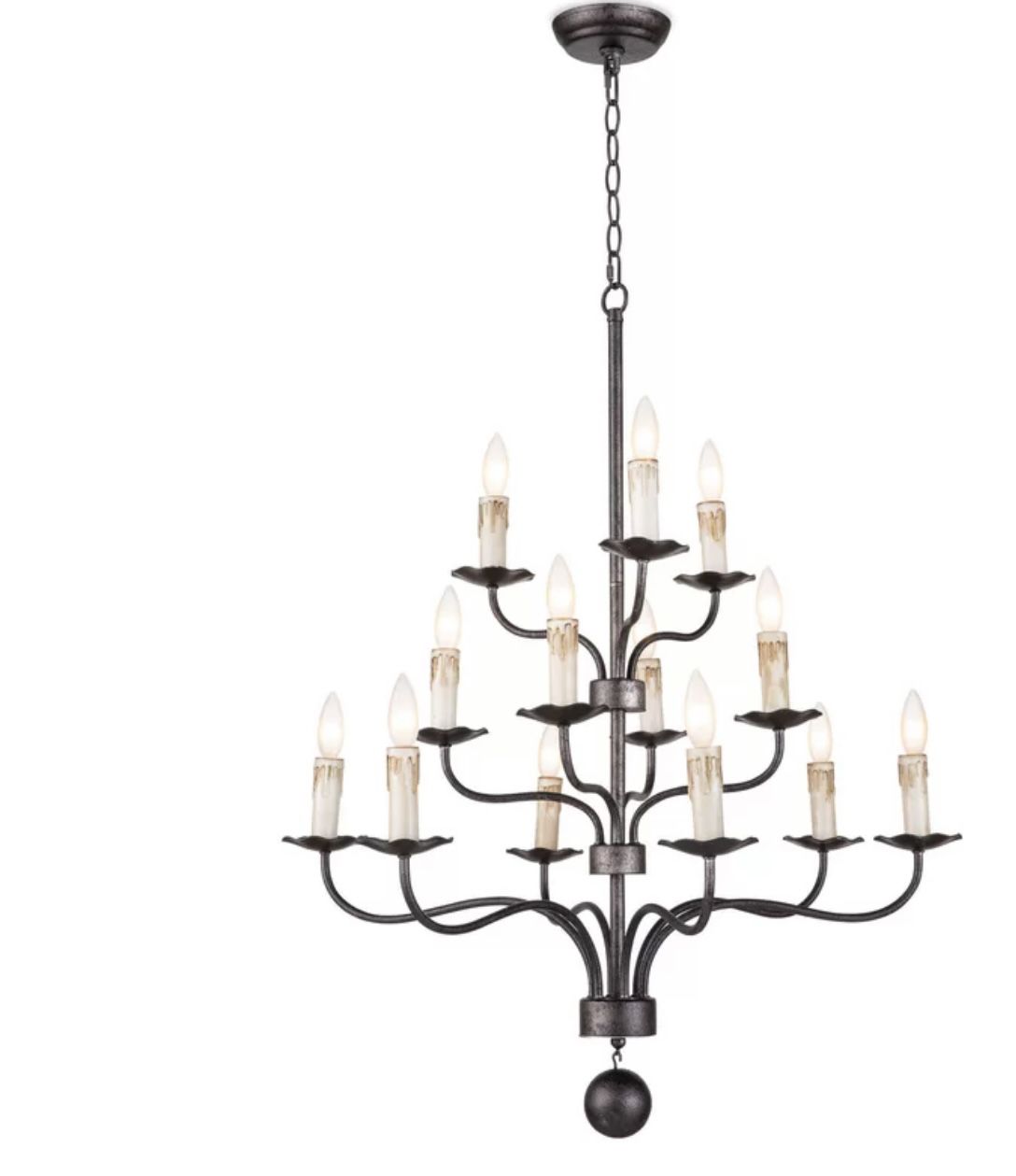 Coastal Living Caden Chandelier by Regina Andrew. New open box inspected. Fixture: 35'' H X 28'' W X 28'' D. Finish:  Blackened Iron MSRP $1,125.00 Ou