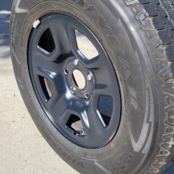 Jeep Wrangler Tires w/17 Inch Wheels (Matte Black) *Set of 5 - 2018 Factory Jeep Wheels - Good Tread