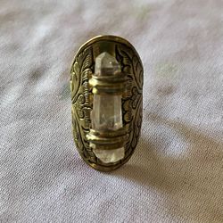 Vintage bronzer ring Adjustable size Gemstone in the center