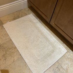  Restoration Hardware Bath Rug 35x21 Ivory Cotton Portugal Luxe Mat