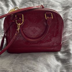 Louis Vuitton Alma Top Handle Bag BB Red Leather
