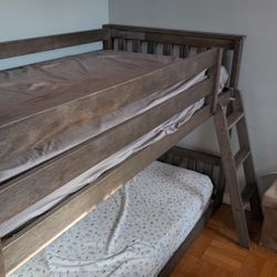 Twin Bunk Bed With Ladder, Wooden Bunk Beds