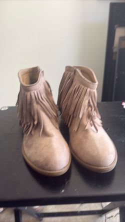Tan Fringe Ankle Boots