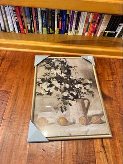 Floral arrangement picture with gold frame- new with tags