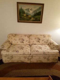 Couch, chair, and ottoman