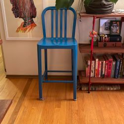 Blue Metal Bar Stool