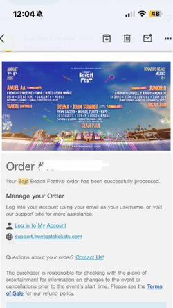 2 VIP baja beach fest tickets