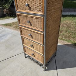 Bamboo 5 Drawer Dresser Metal Frame
Wood

47" H  x  19" L  x  21" W