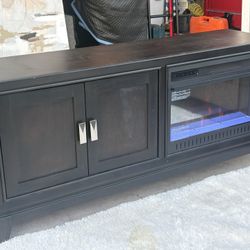Dark Wood Electric Fireplace Tv Console 