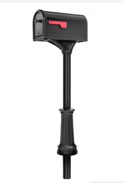 Black Mailbox with Decorative Post