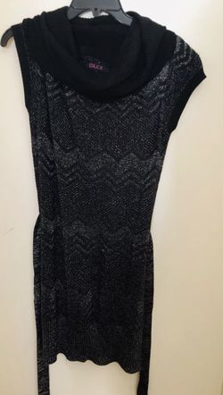 Glo  Juniors Sweater Dress With Belt LARGE Black