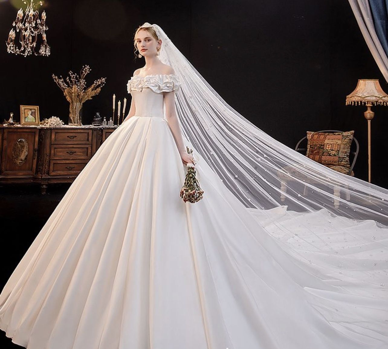 Brand New Wedding Dress Off-Shoulder, Still In Package 