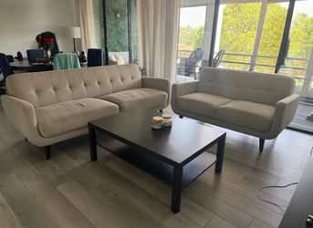 Cream Living Room Set – 2 Sofas & Coffee Table – Excellent Condition