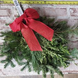 Fresh Holiday Time Hanging Christmas Swag with Bow, ~20" Tall