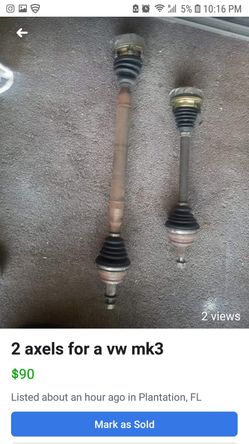 2 AXELS FOR A VW mk3.