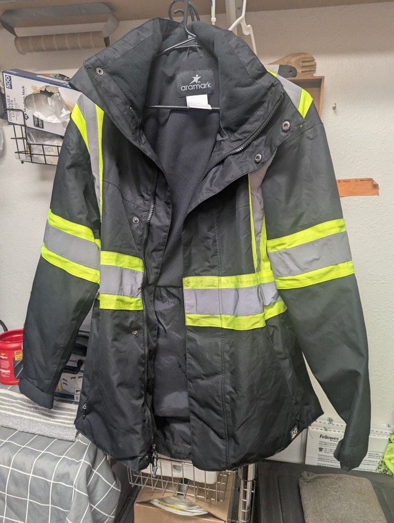 Aramark reflective safety jacket men's size small
