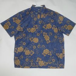 REYN SPOONER HAWAIIAN SHIRT  PULLOVER SHIRT 4 BUTTON  MENS SIZE MEDIUM 