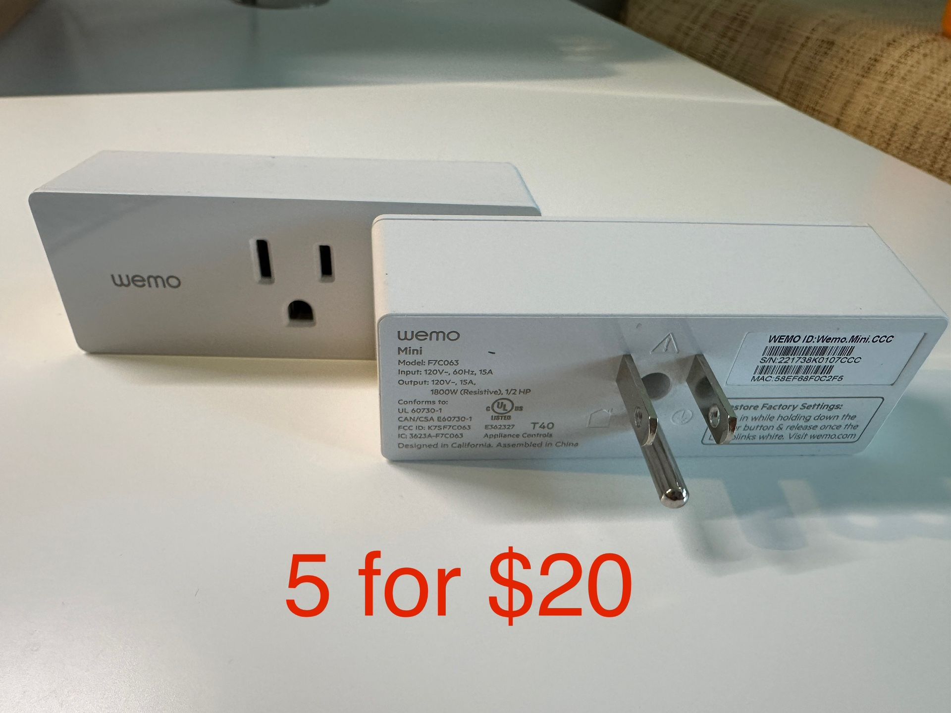 5 Wemo Smart Plug