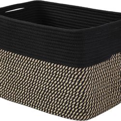 Storage Basket, Woven Baskets for Storage, Rope Storage Baskets for Nursery, Toys, Decorative Storage Organizer for Living Room, Bathroom,15x10x10inch