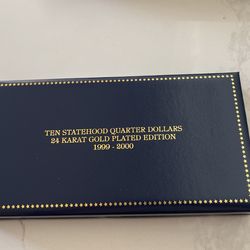24 Karat Gold Plates Quarters.  Two Sets. 