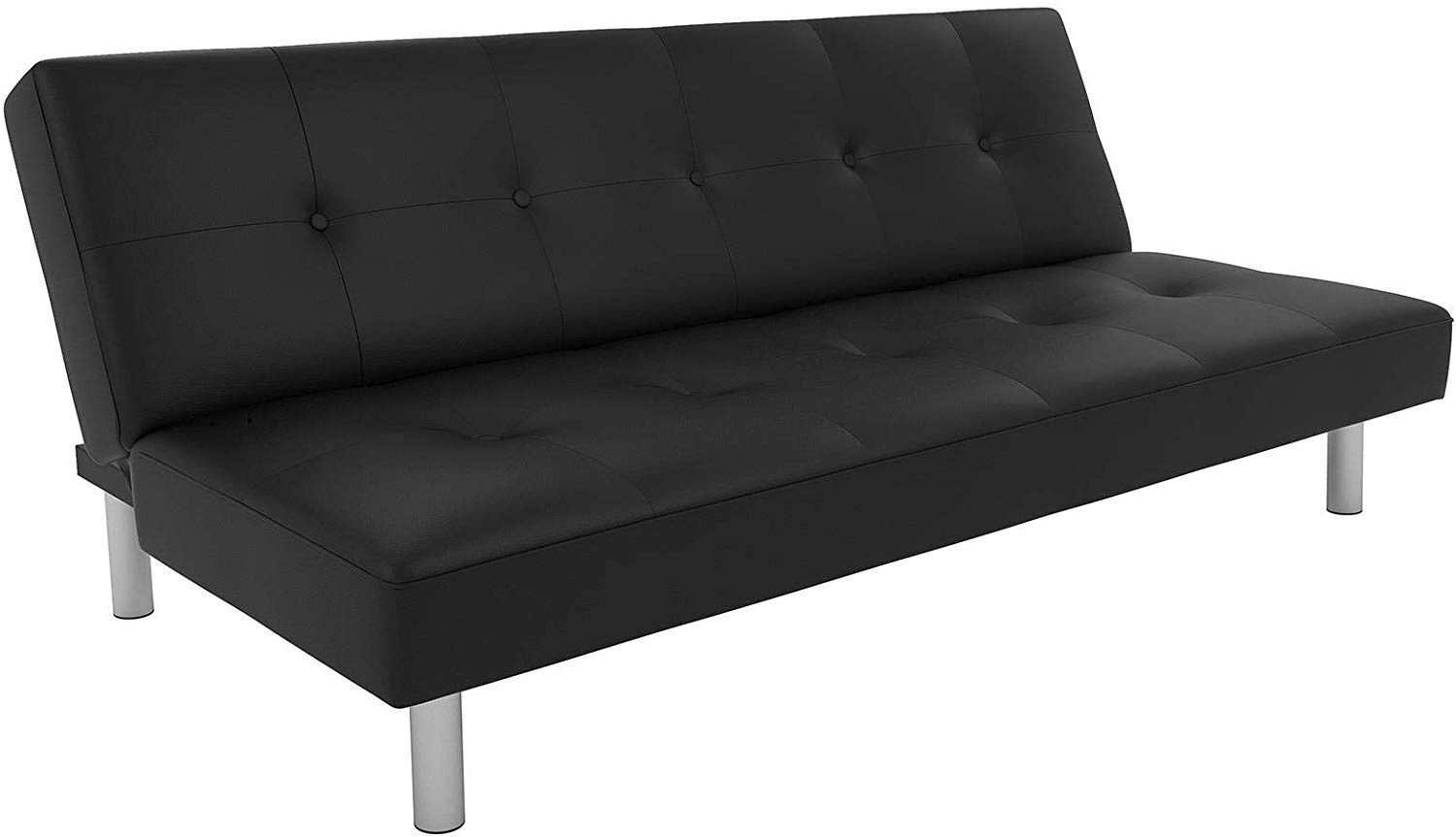 Black faux leather futon
