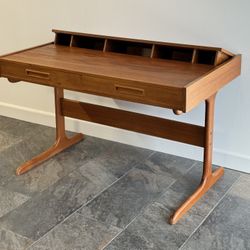 Mid Century Danish Teak Pop Up Top Writing Desk