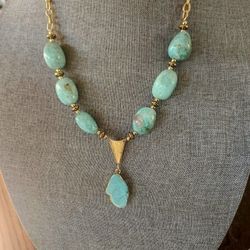  Gold Turquoise & Amazonite Necklace