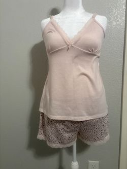 Pink Lace Trim 3 pcs Pajama Set