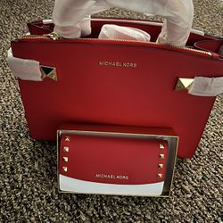 Brand New Red, Michael Kors Bag With Matching Wallet