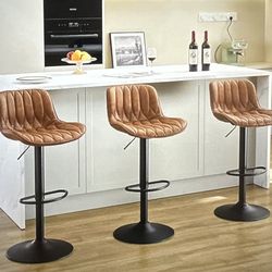 Tan Leather Counter Bar Stools 