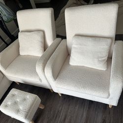 COLAMY Sherpa Accent Living Room Chairs Set of 2 and Beige Sofa