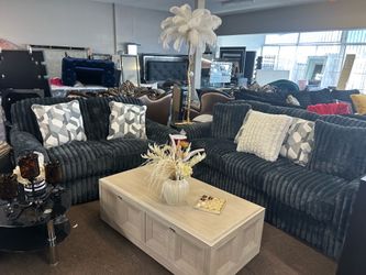 Brand new elegant gunmetal midnight madness sofa loveseat set