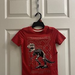 Brand New Boys Red Dino Print Tee Size 4 Kids 