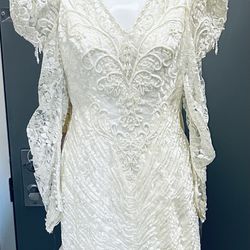 Wedding Dress And Veil White Size 10