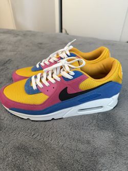 SIZE (12) MEN’S NIKE AIR MAX 90 BLUE PNK MULTICOLOR YELLOW RETRO