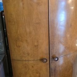 1960's Art Deco Birds Eye Maple Womens Vanity Cabinet