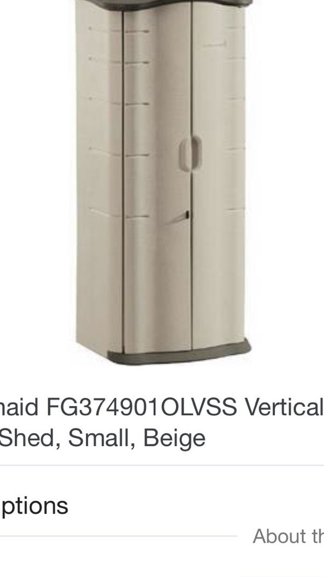 Rubbermaid 3749 Vertical Storage Shed, 2 ft. 1 in Deep x 2 ft. 6 In. Wide x 6 ft T..Storage Shed
