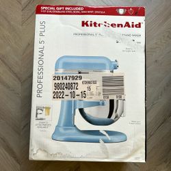 KitchenAid Professional Plus 5 Quart Blue Velvet Bowl Lift Stand Mixer Special Gift Set