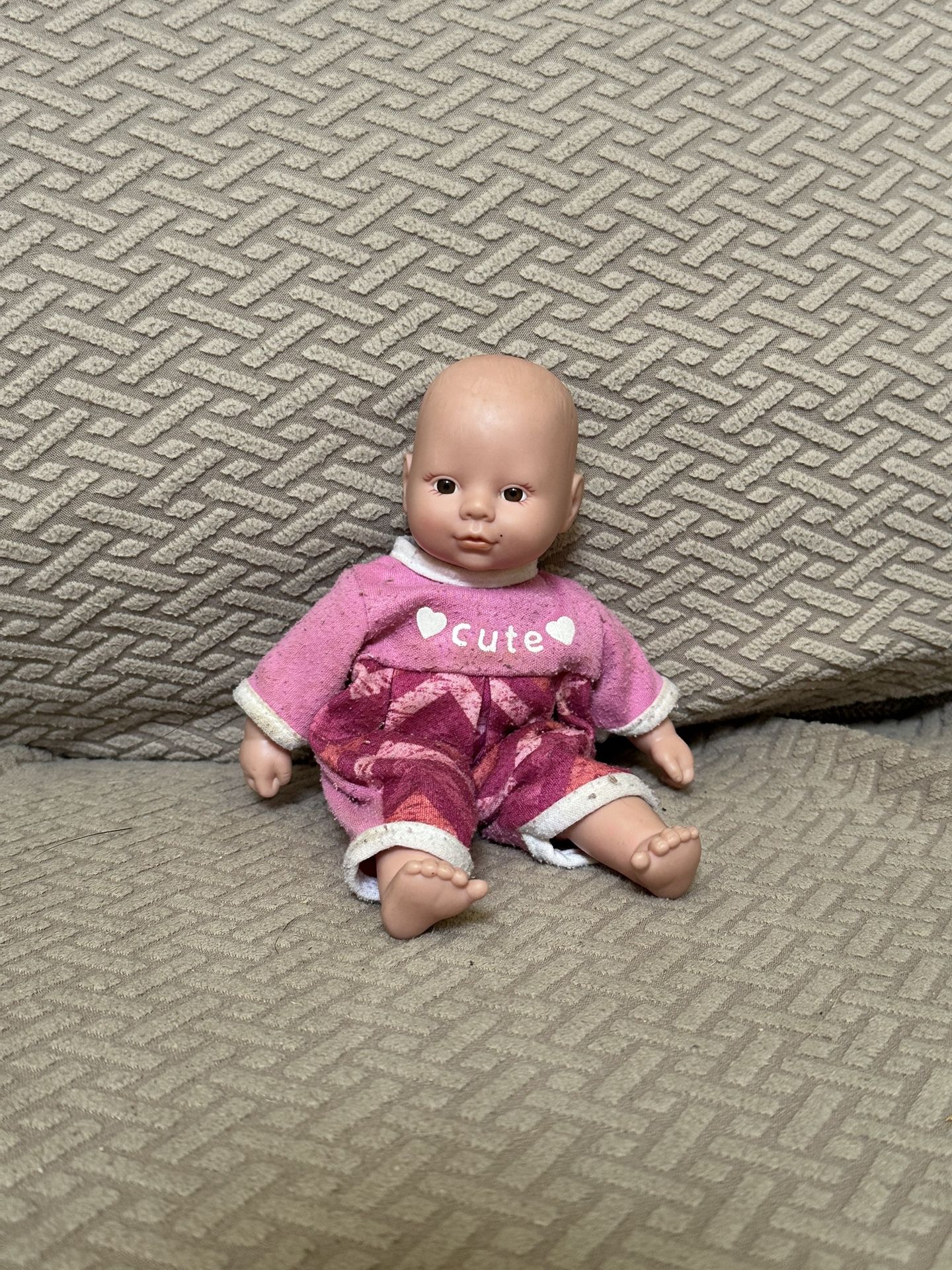 1996 Circo Baby Doll 8-inch Doll "Cutie" Vintage Plush w Vinyl Head & Brown Eyes