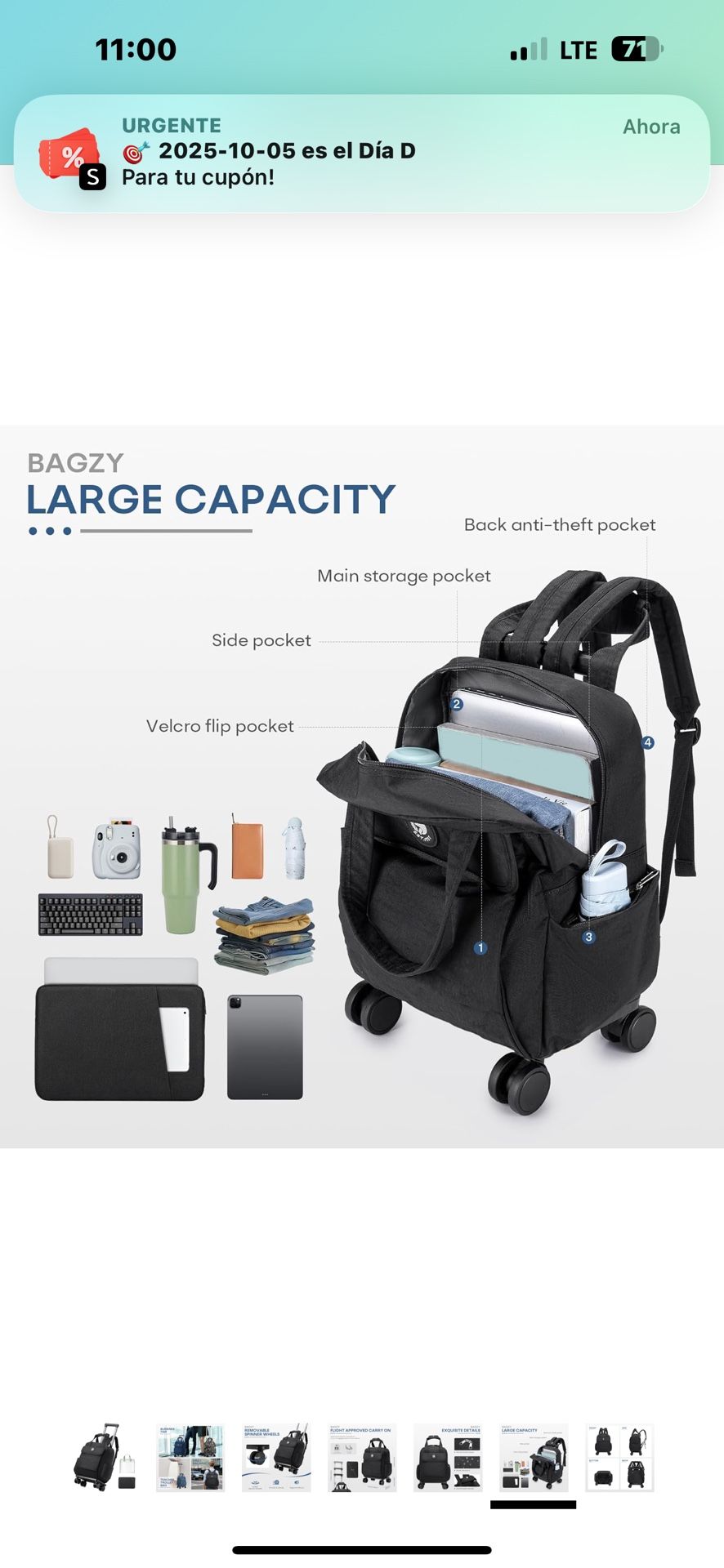 Rolling Backpack Waterproof New $40